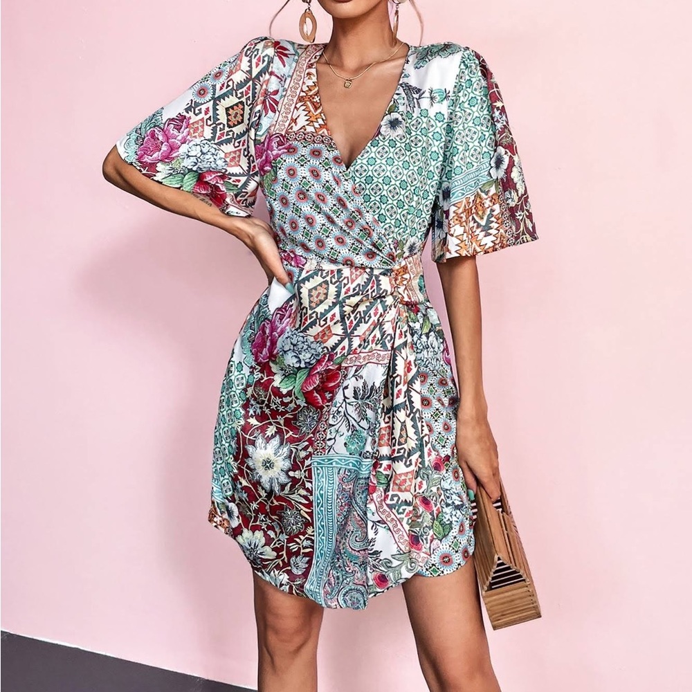 Zara Colorful Patchwork Mini Dress